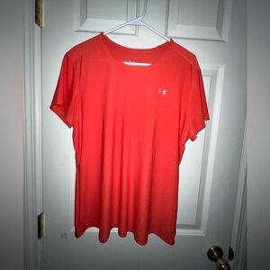 Under armour women’s short sleeve, athletic shirt, size, XL, orange